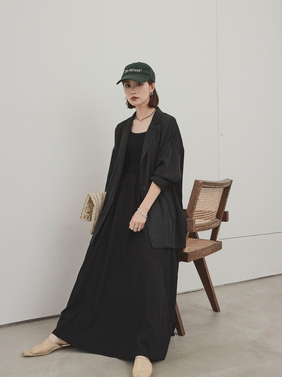 [予約]リブドッキングフレアワンピース/ブラック