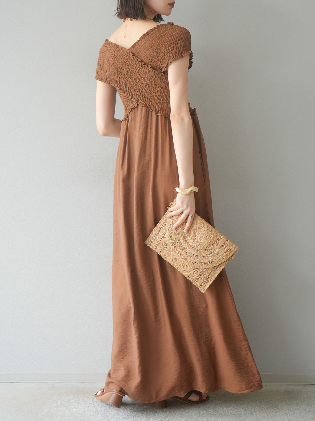 [SET]シャーリングクロスワンピース+シャーリングクロスワンピース(2set)