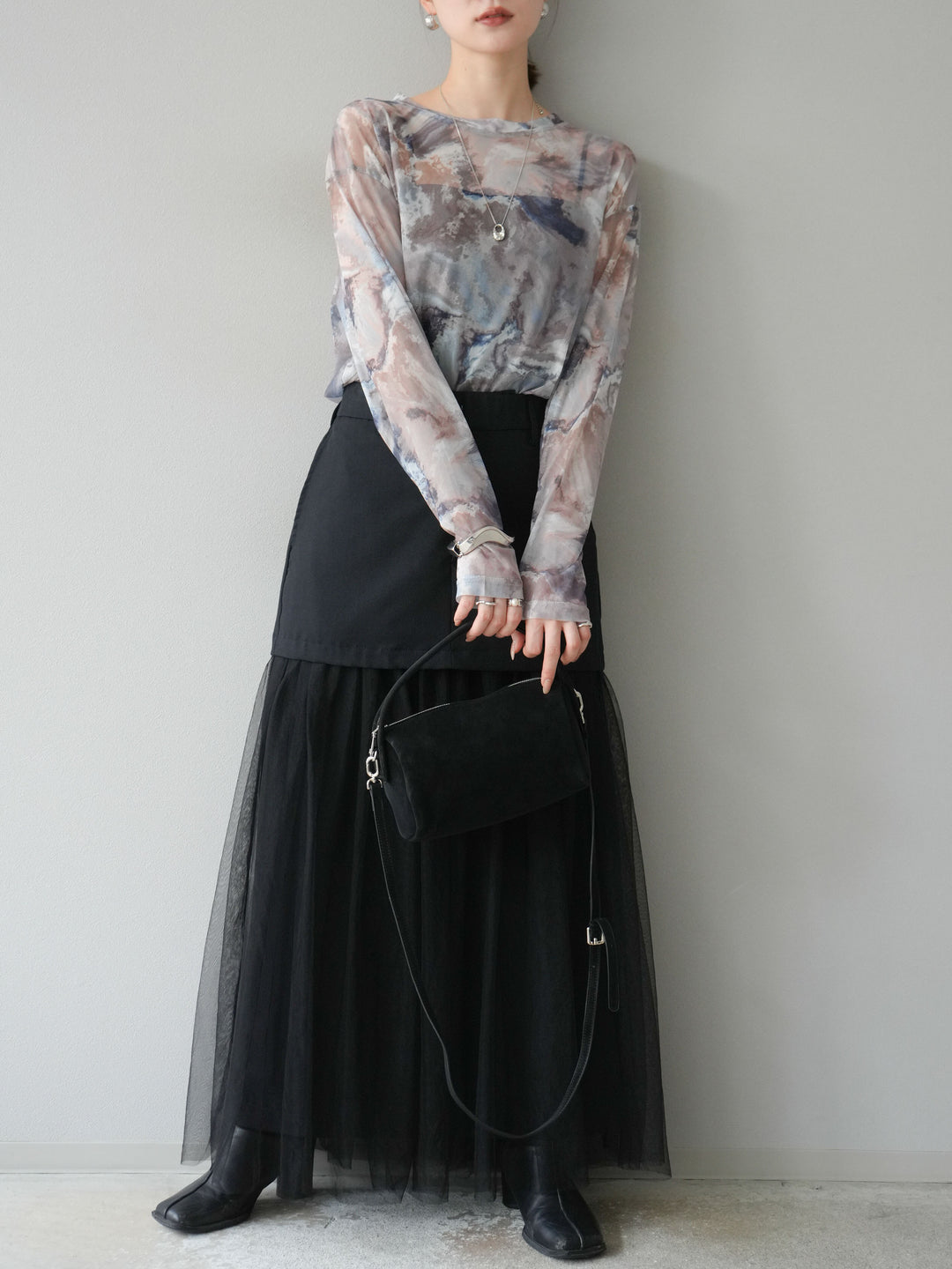 [予約]ニュアンス柄シアートップス/ブルー