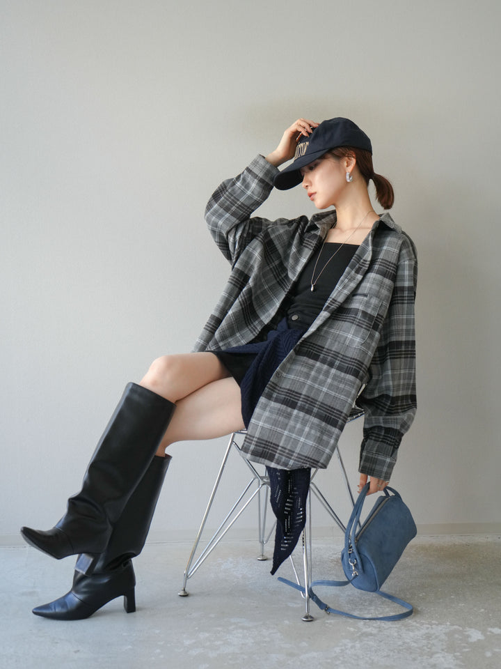 [予約]起毛チェックオーバーシャツ/グレー