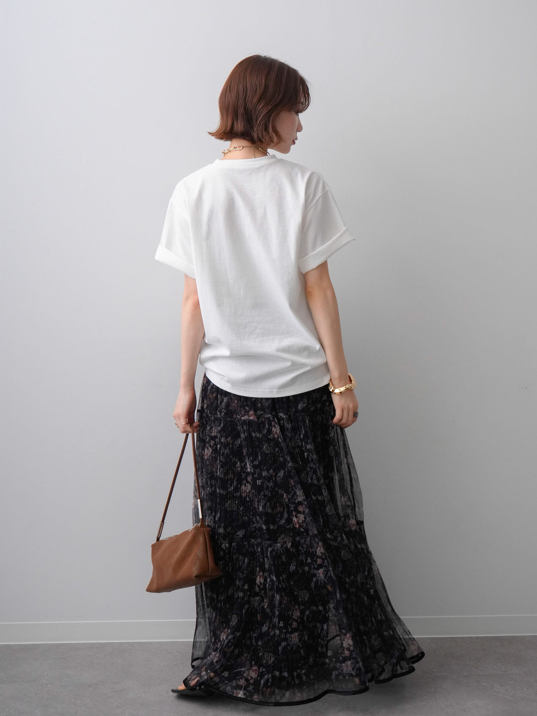 [SET]ニュアンスフローラルフォトTEE+フラワーチュールギャザースカート(2set)