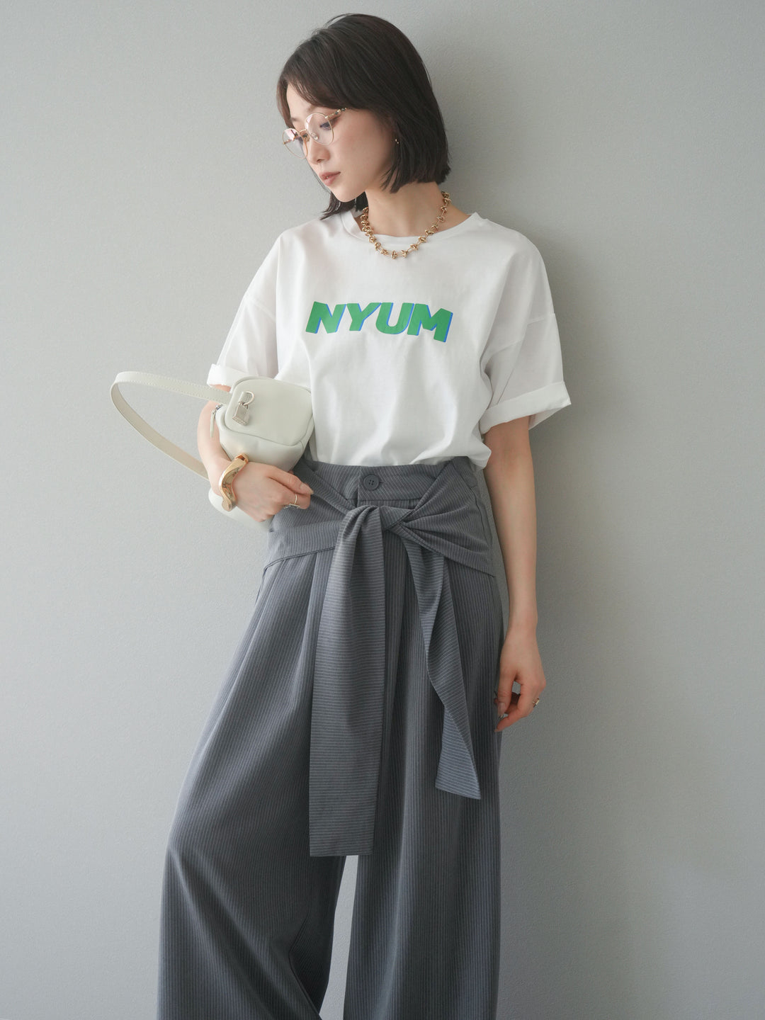 [預購] “NYUM” 標誌印花 Dry Touch 棉質 T卹/米白色