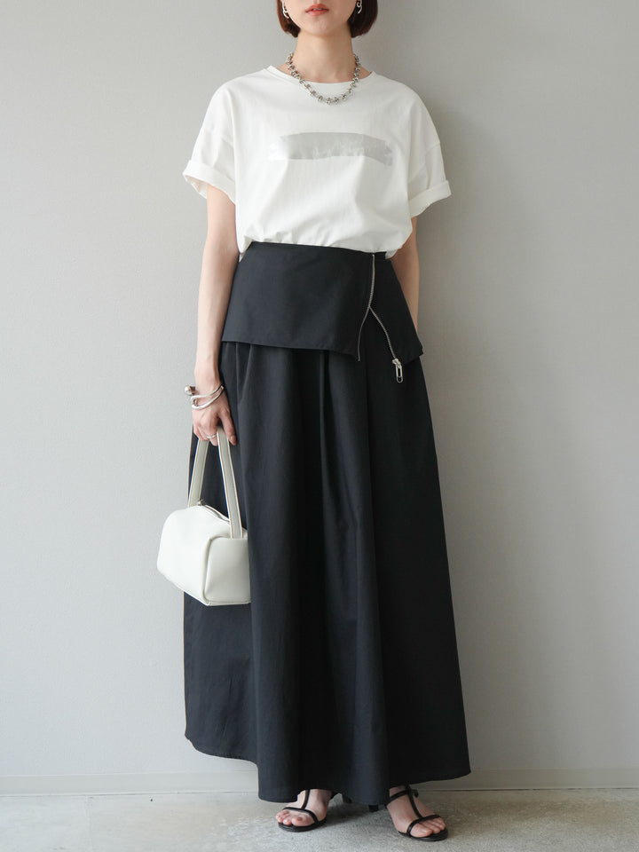 [予約]箔プリントTシャツ/オフシルバー