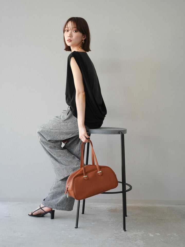 [預訂] 雙向透視多層垂墜上衣/黑色