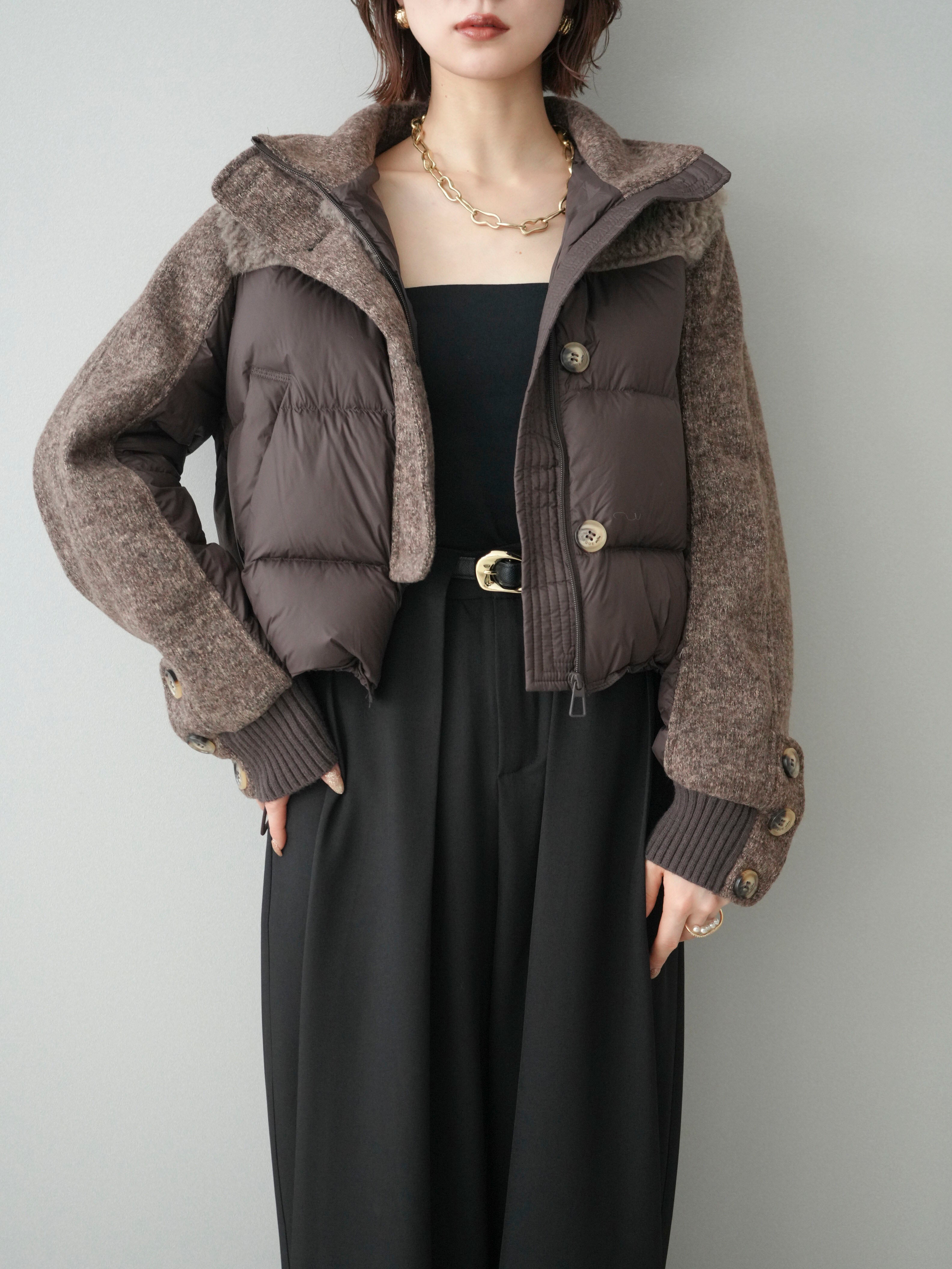 予約]異素材ダウンジャケット/brown – Lumier