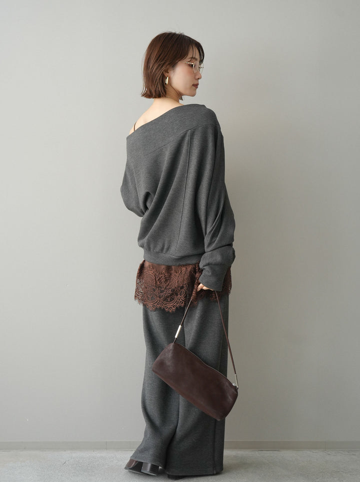 [予約]イージーポンチワイドパンツ/charcoal