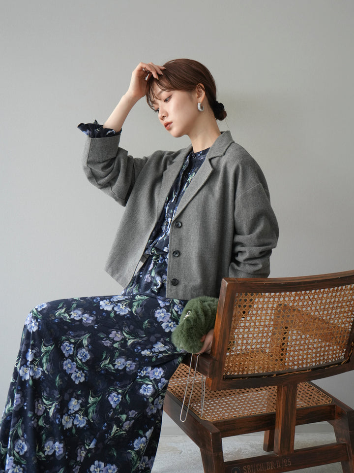 [予約]ツイードショートジャケット/グレー