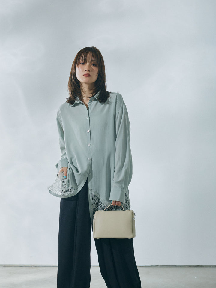 【Allure】[SET]裾レースポプリンシャツ+裾レースポプリンシャツ(2set)