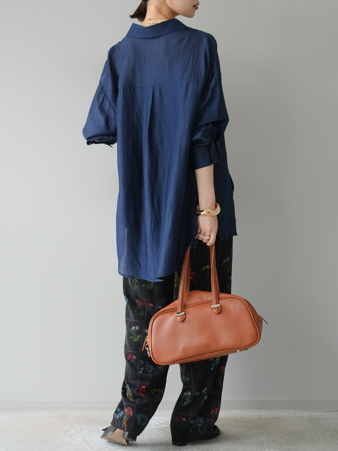 [予約]パッチワークフラワープリントイージーパンツ/ブラック