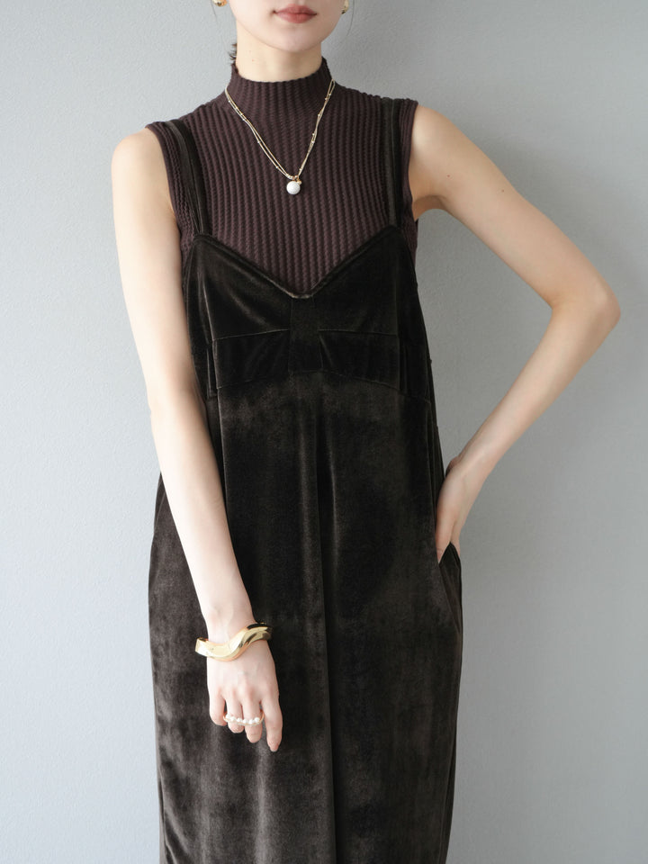 [予約]ベロアビスチェキャミワンピース/ブラウン