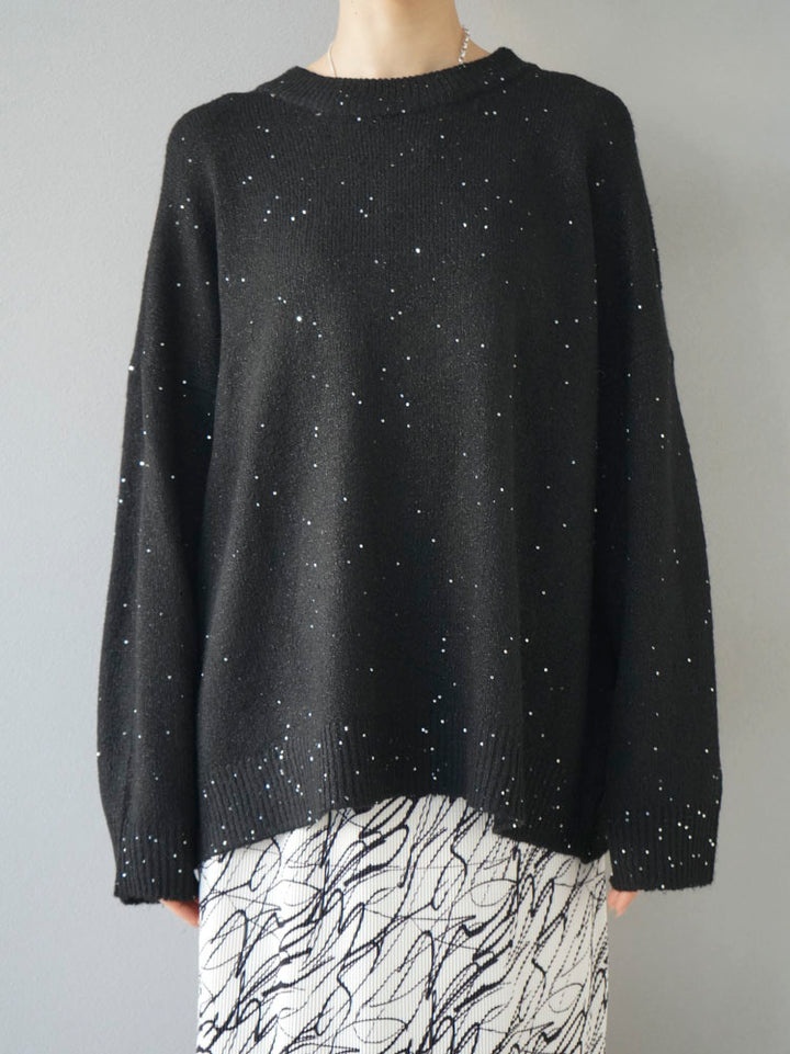 [Pre-order] Lamez Sequin Knit Pullover/Black