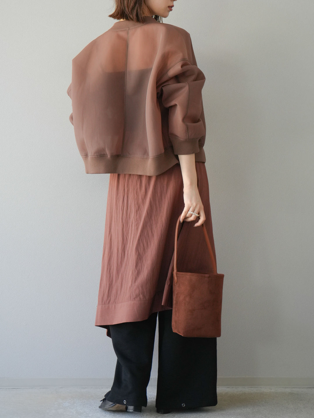 [予約]アシンメトリーレイヤードスカート/ブラウン