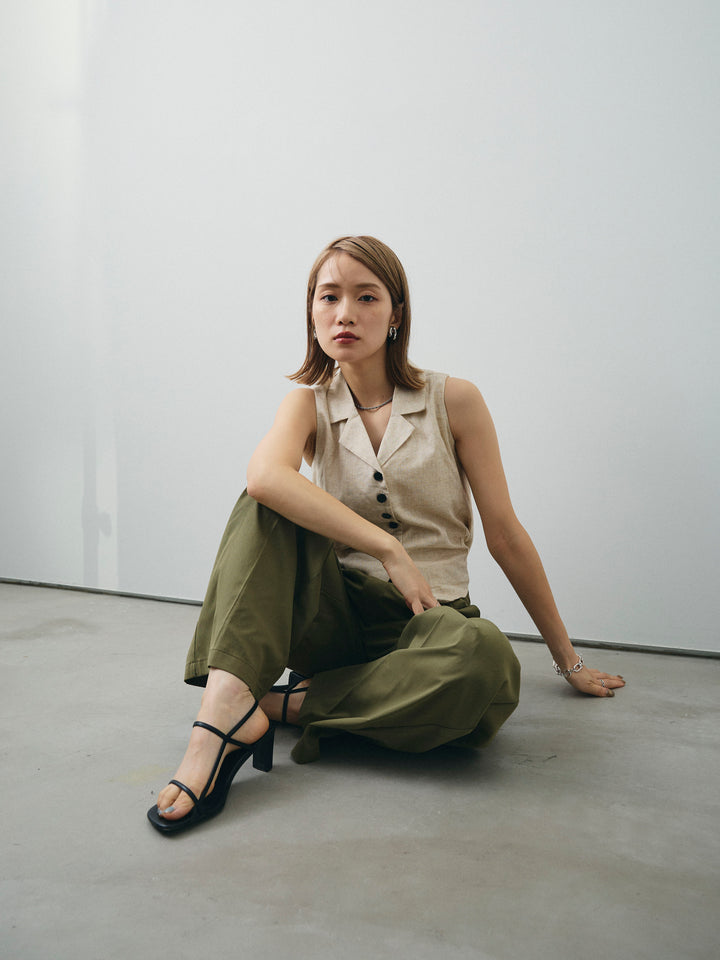 [SET]リネンライクテーラードジレ+コクーンワイドチノパンツ(2set)