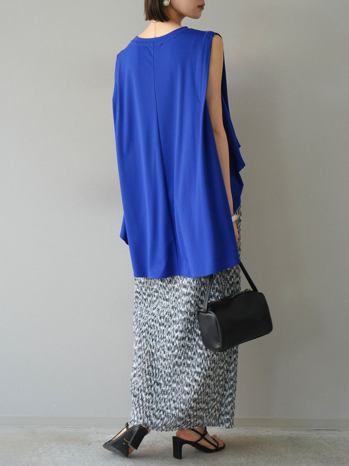 [予約]マルチカラーランダムプリーツタイトスカート/ブラック