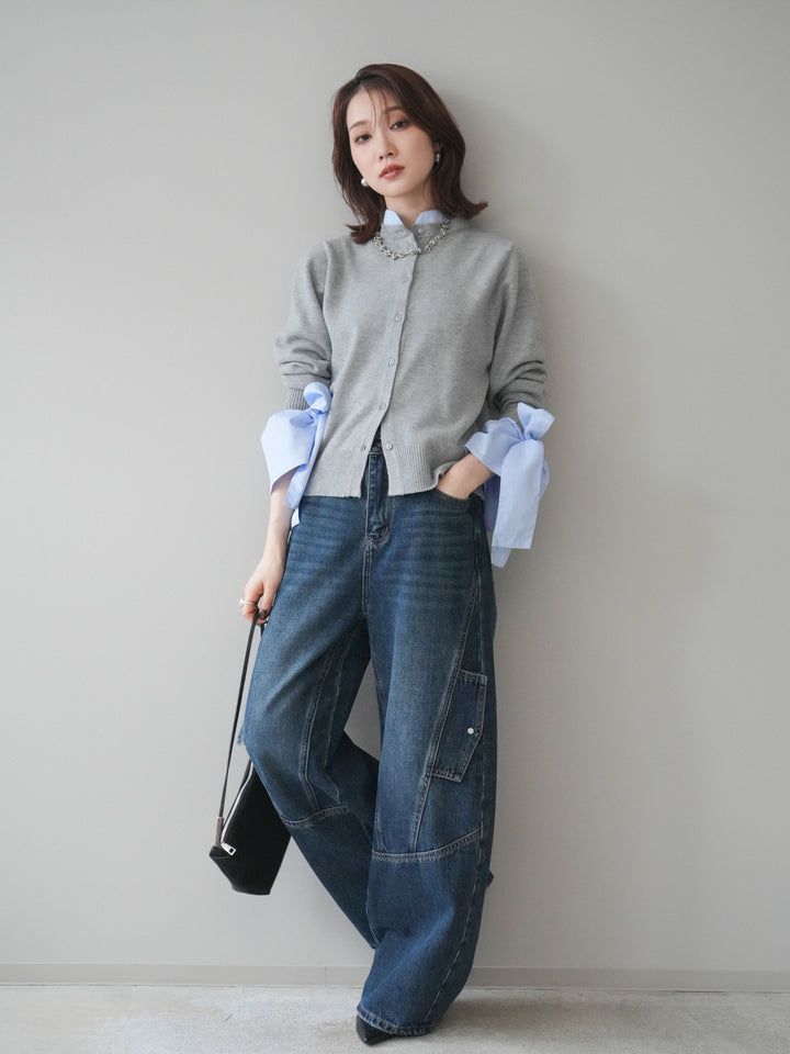 [予約]カーゴデザインコクーンデニムパンツ/navy