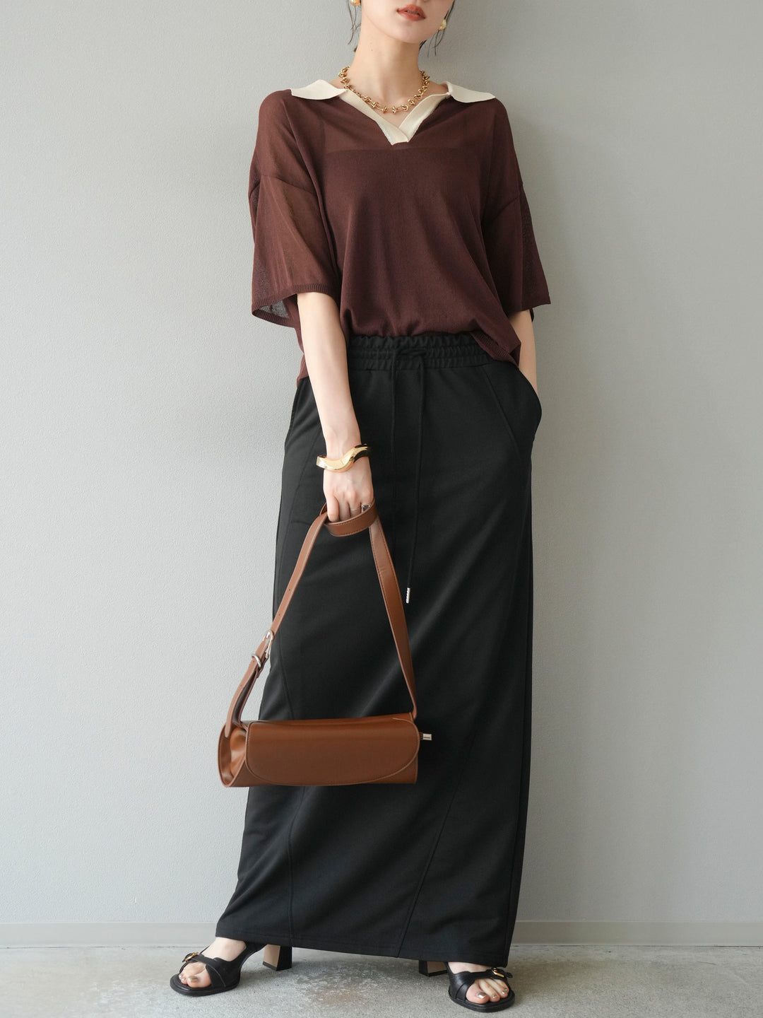 [予約]スウェットロングスカート/ブラック