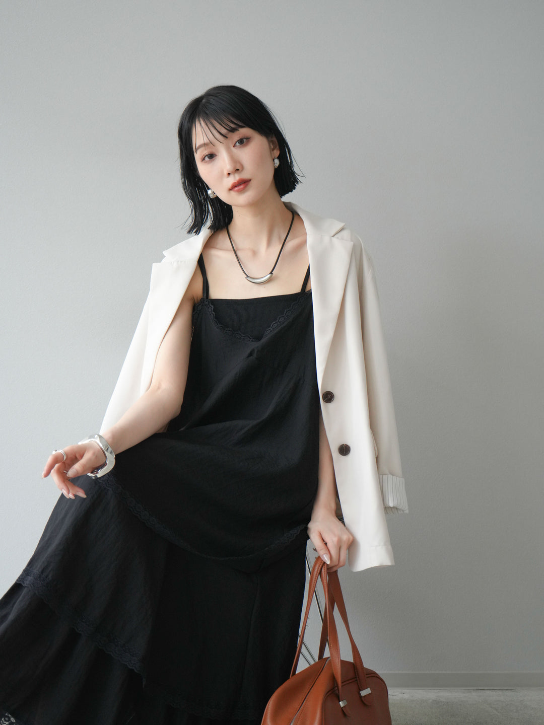 [予約]リネンタッチテーラードジャケット/アイボリー