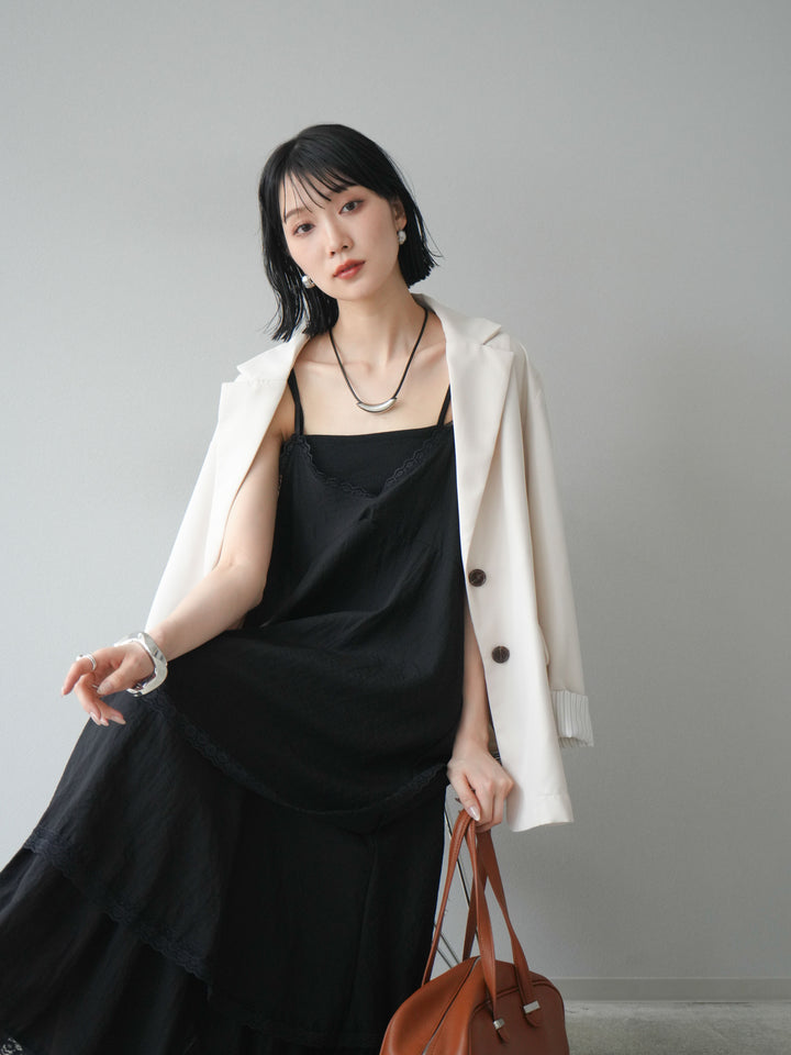 [予約]リネンタッチテーラードジャケット/アイボリー