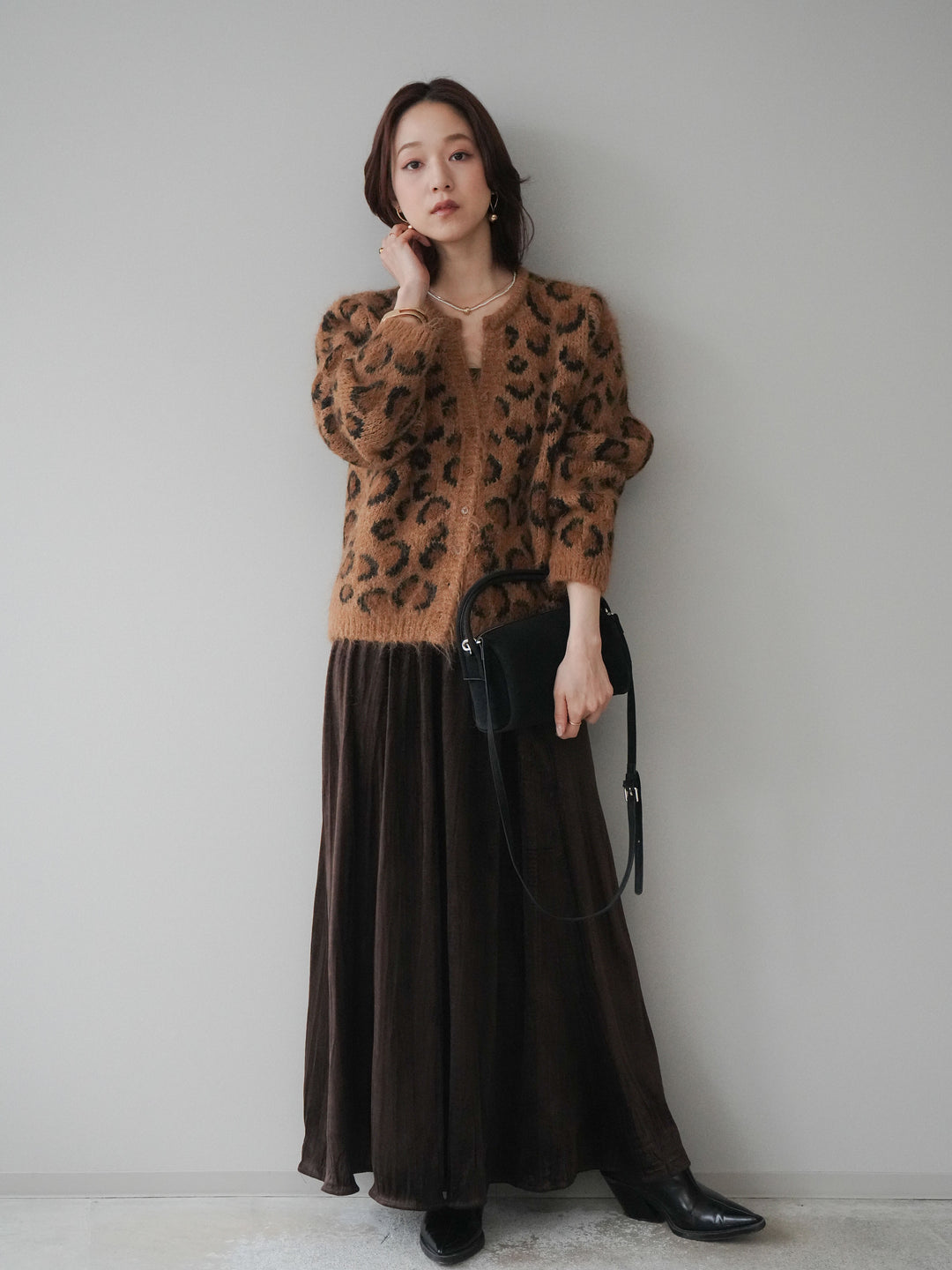 [予約]ワッシャーベロアプリーツスカート/brown