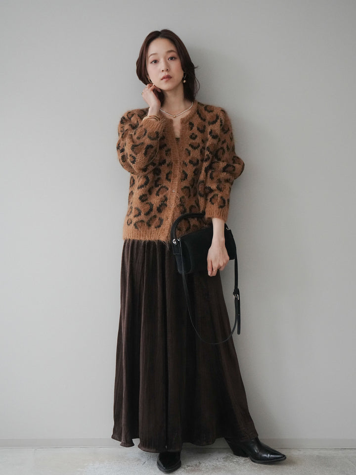 [予約]ワッシャーベロアプリーツスカート/brown