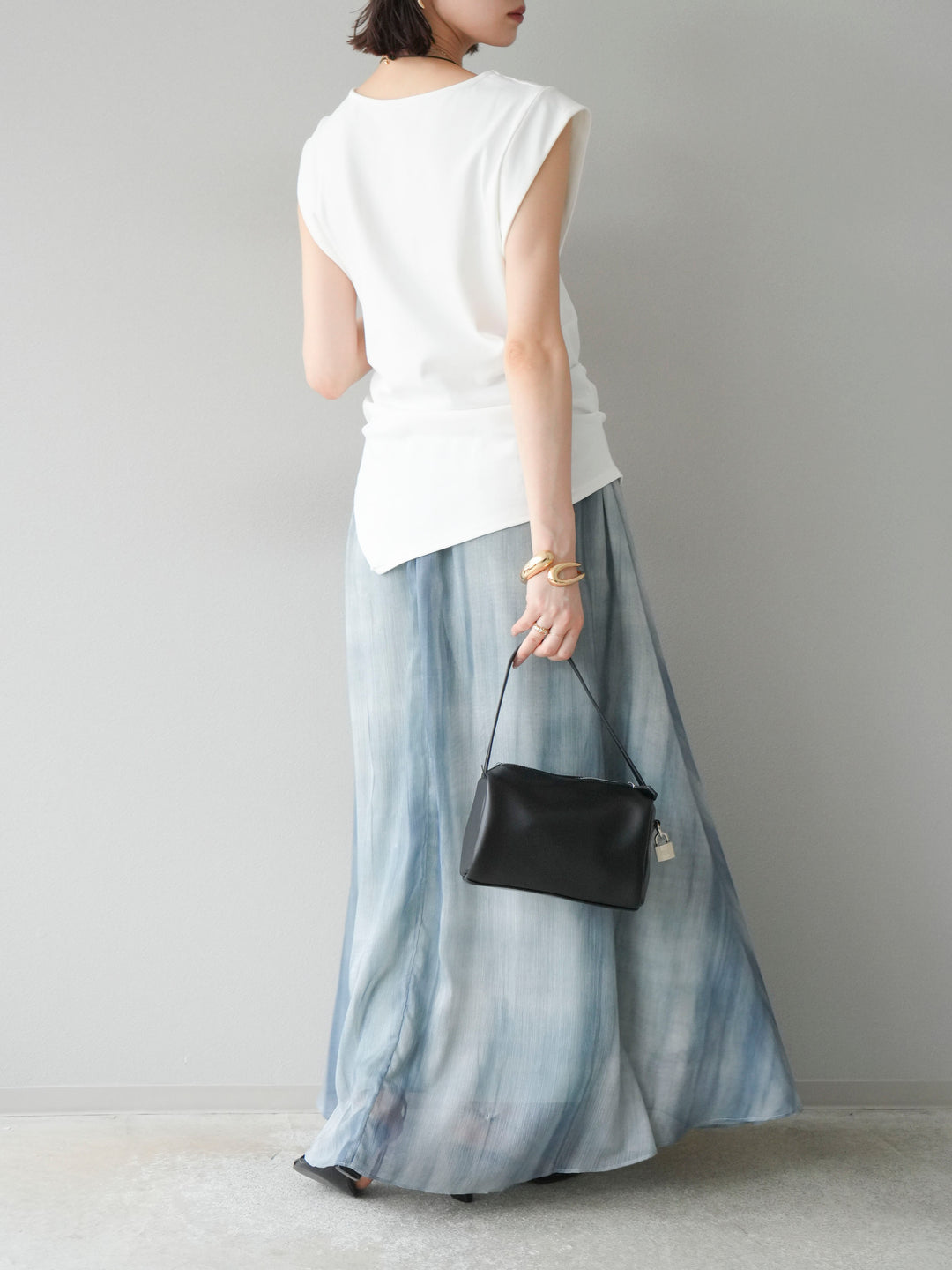 【預購】Nuance 透視喇叭裙/綠色