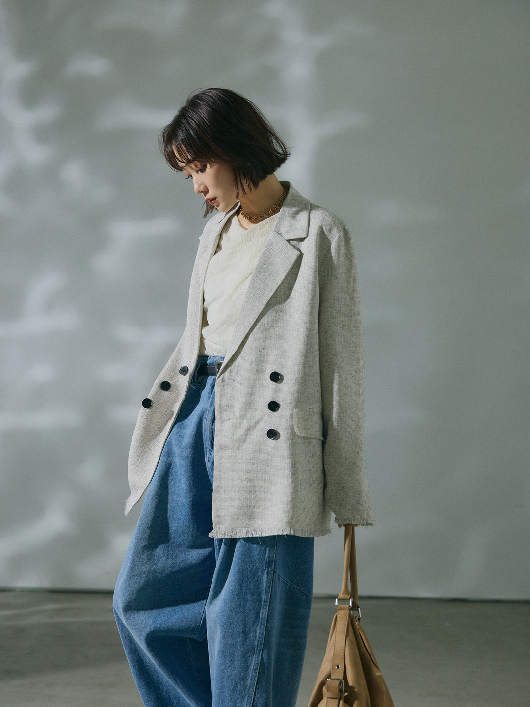 【Allure】[SET]スラブツイードフリンジテーラージャケット+スラブツイードフリンジテーラージャケット(2set)