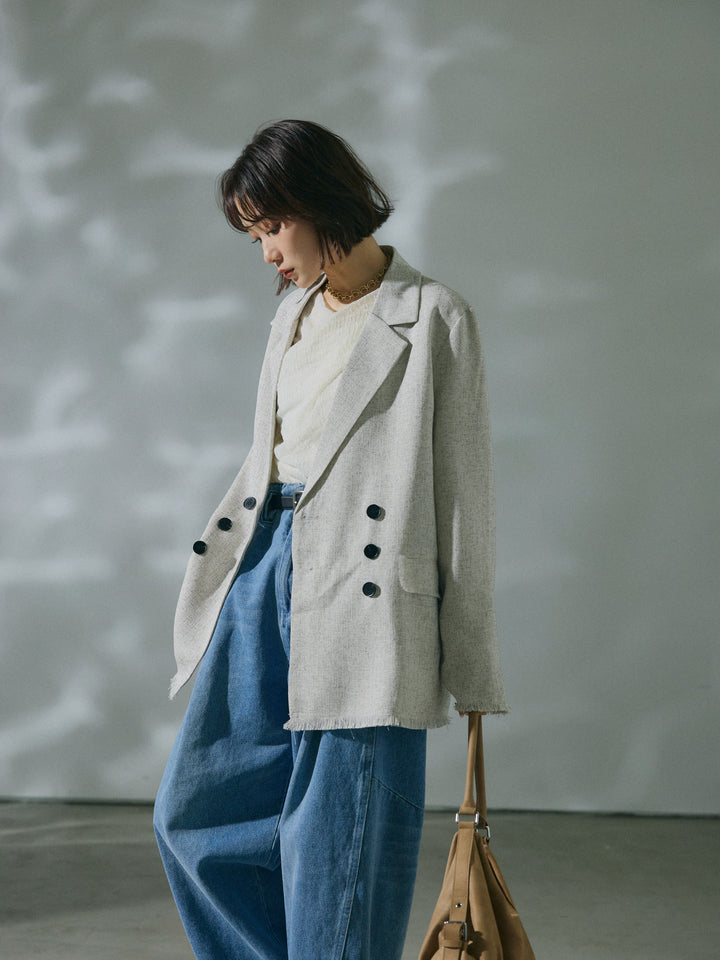 【Allure】[SET]スラブツイードフリンジテーラージャケット+スラブツイードフリンジテーラージャケット(2set)