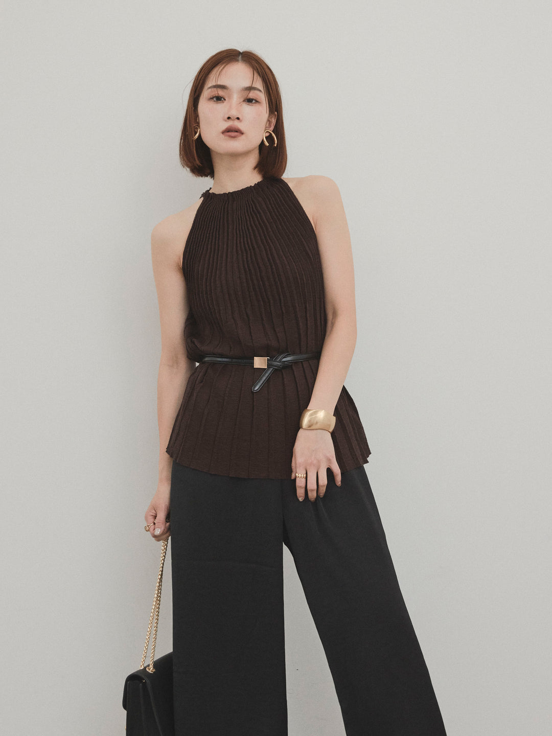 [SET]プリーツニットキャミソール+プリーツニットキャミソール(2set)