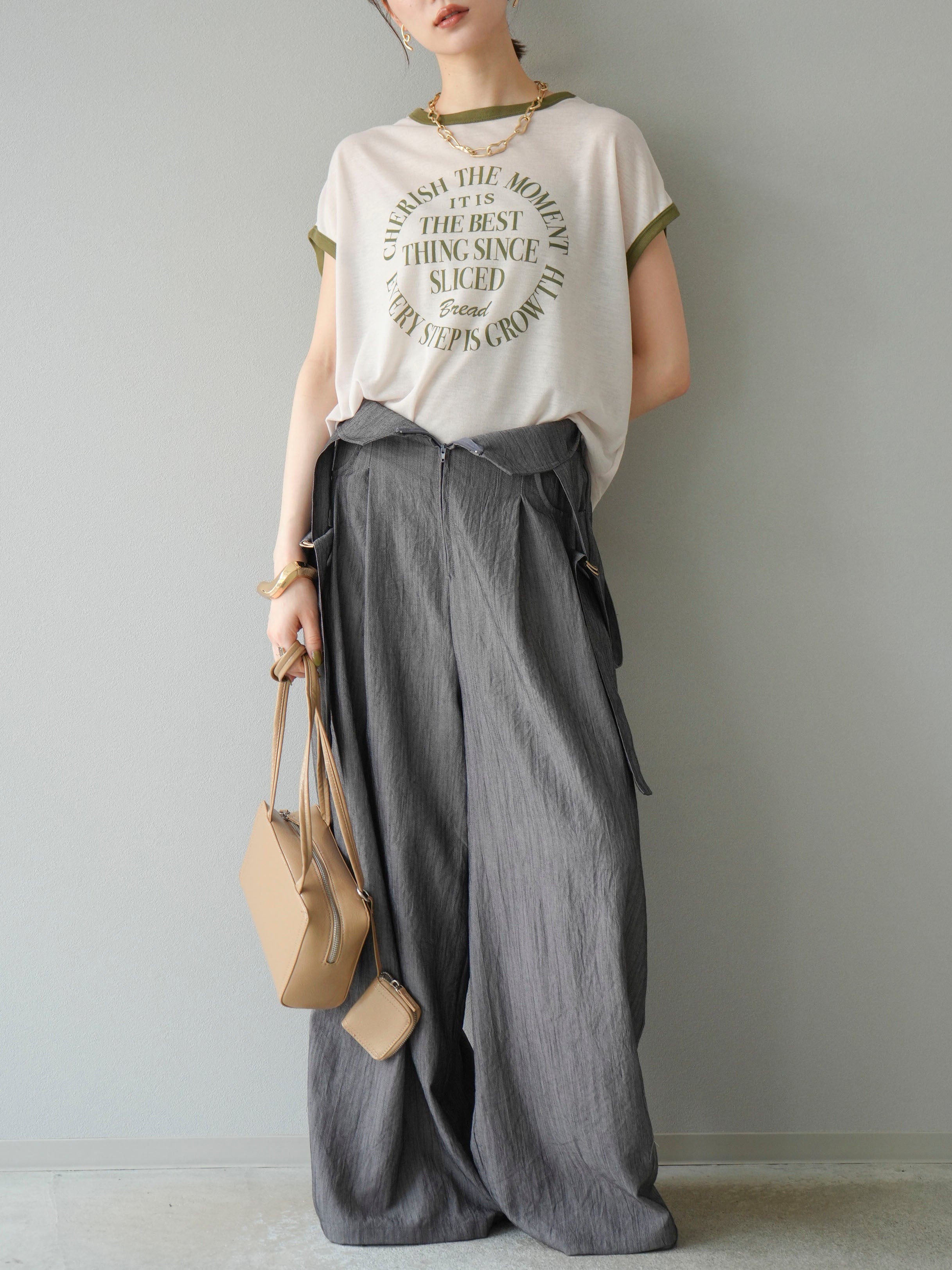 予約]ストリングデザインハイウエストサロペット/チャコール – Lumier