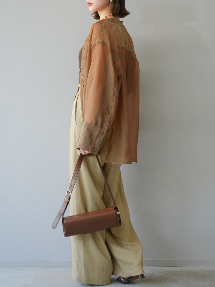 [予約]ライトリネンアシンメトリーワイドパンツ/ベージュ