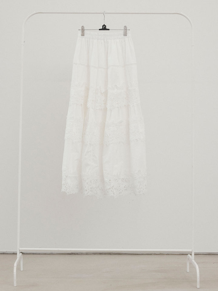 [SET]アソートボタンニットロングジレ+スカラップレースロングスカート(2set)