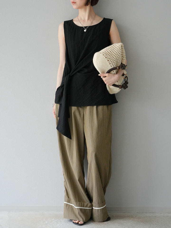 [予約]フロント巻きノースリーブブラウス/ブラック