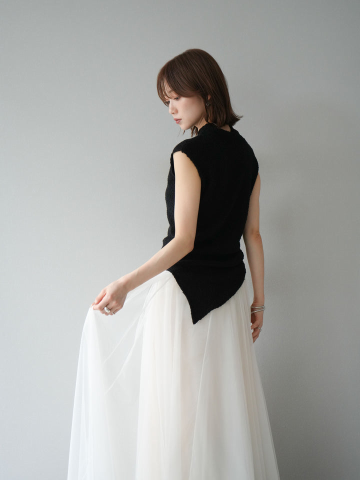 [予約]ブークレアシメニットノースリーブトップス/ブラック