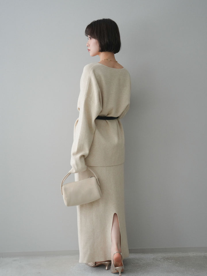 [SET]ベルト付Vネックニット＆スカートSET UP+ベルト付Vネックニット＆スカートSET UP(2set)