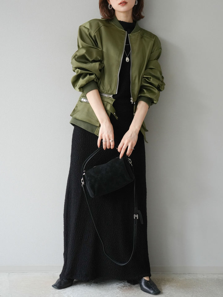 [予約]ブークレーニットIラインスカート/ブラック