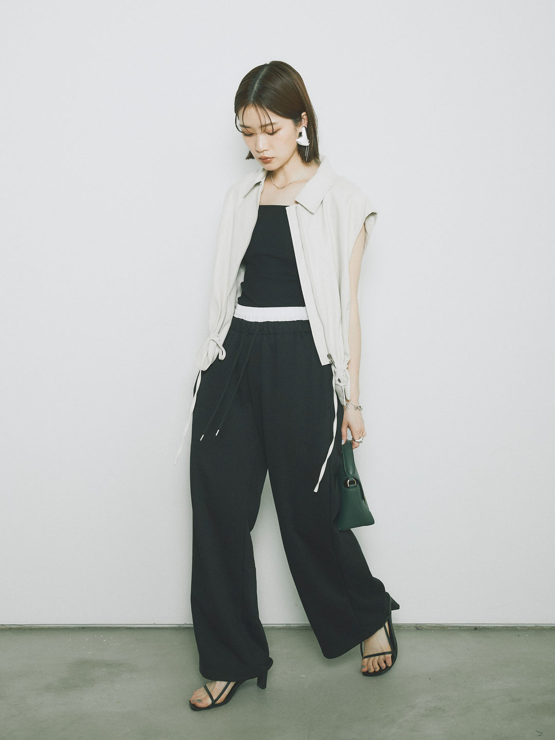 [予約]ダブルウエストスウェットパンツ/ブラック