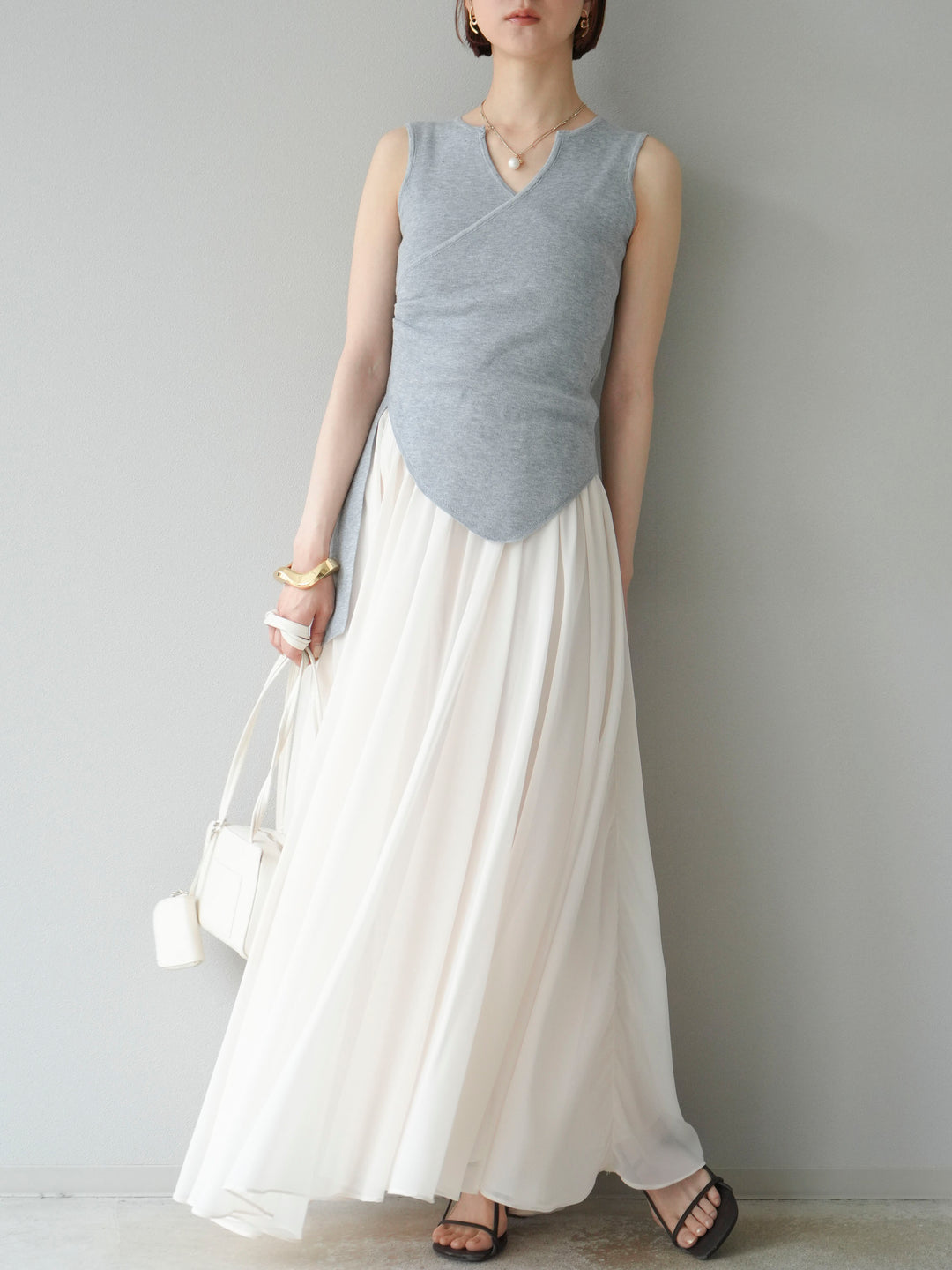 [予約]シフォンフレアスカート/アイボリー