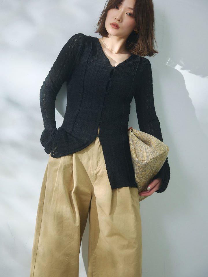 【Allure】[SET]ストレッチレースカーディガン+ストレッチレースカーディガン(2set)