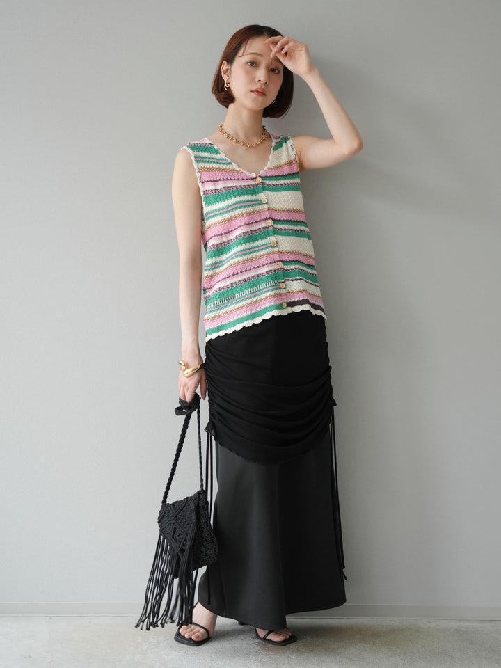 [予約]シアーレイヤードタイトスカート/ブラック