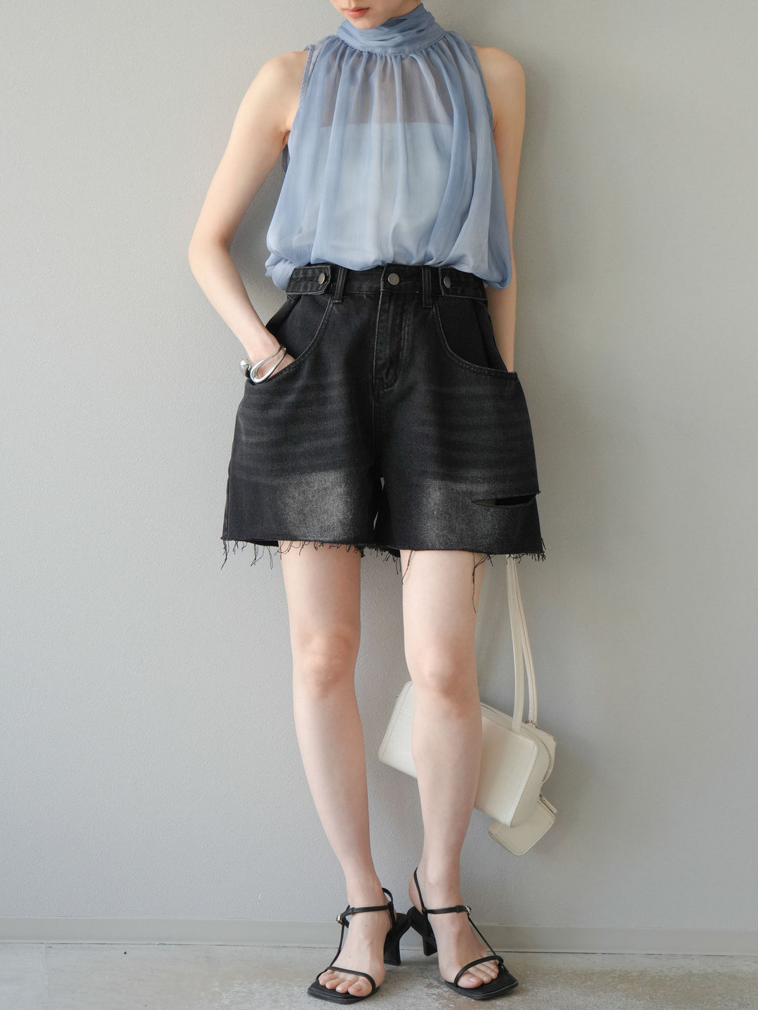 【預購】寬鬆半身牛仔褲/黑色