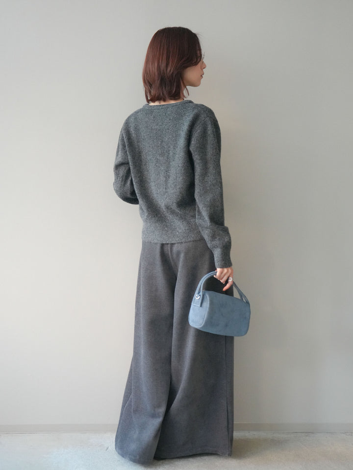 [予約]ベルトデザインループコールテンワイドパンツ(ベルト付き)/charcoal