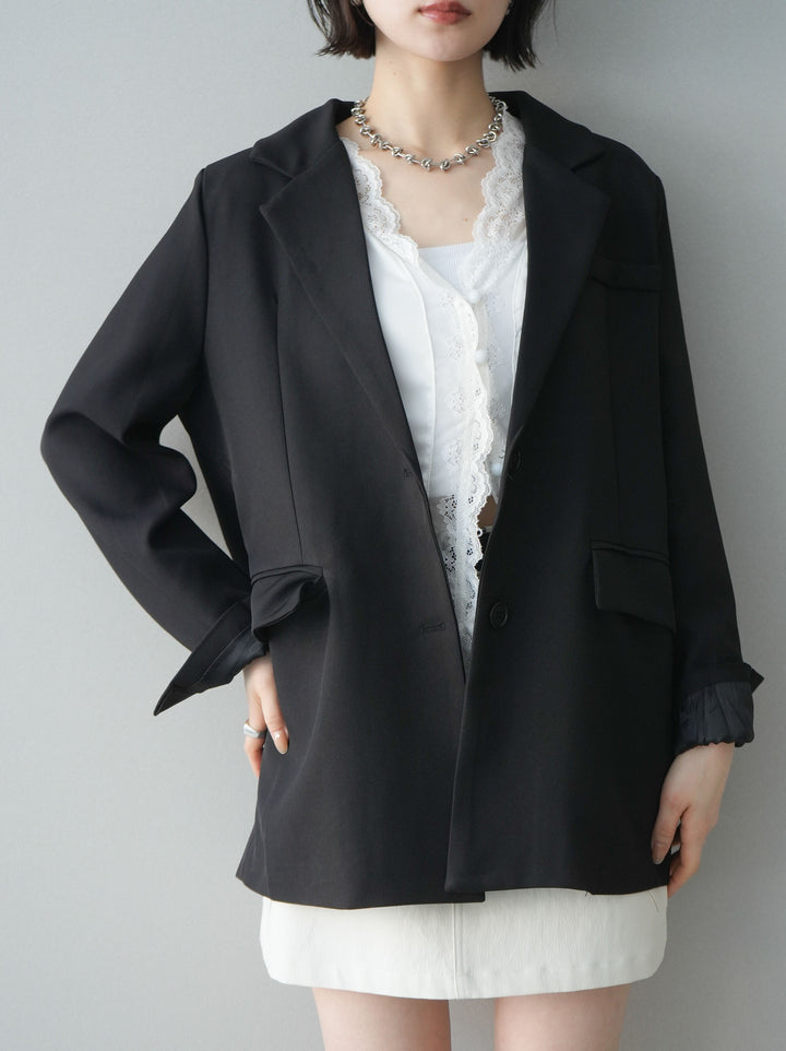 [SET]バックスリットデザインジャケット+ベルト付カーゴミニスカート(2set)