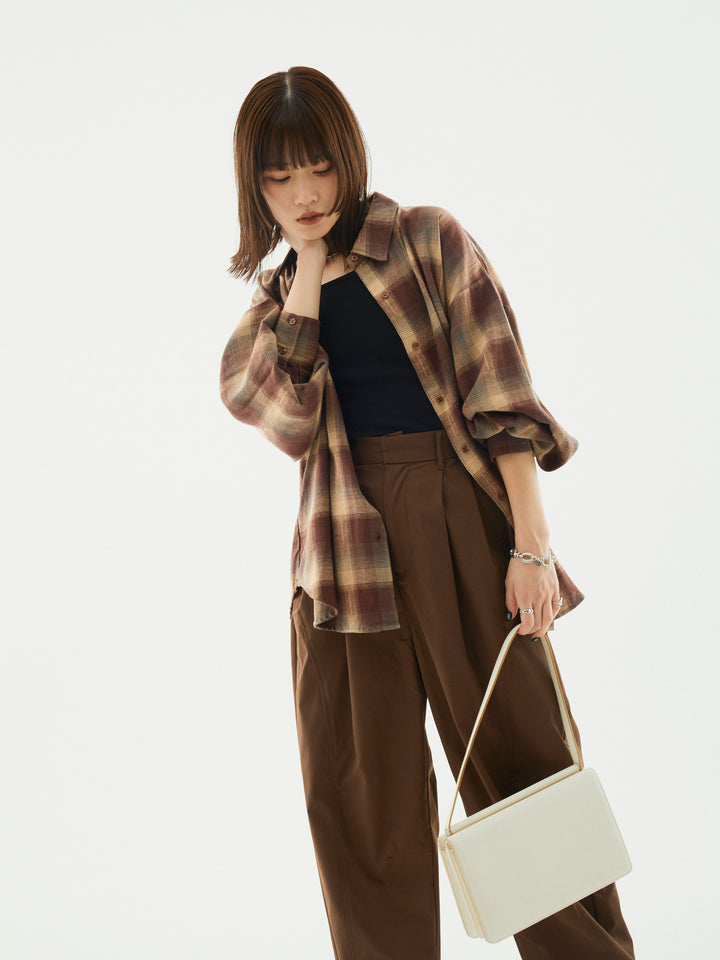 【Allure】[SET]オンブレチェックオーバーシャツ+オンブレチェックオーバーシャツ(2set)