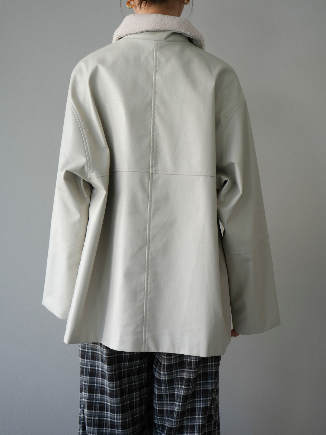 [予約]襟ボアレザーブルゾン/エクリュ