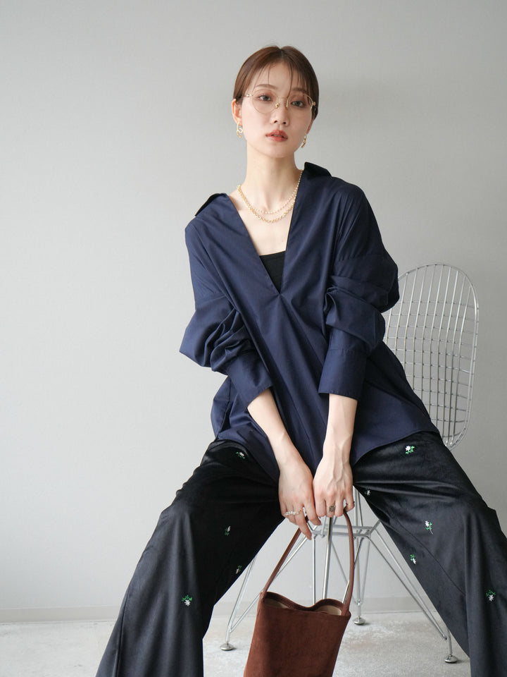 [予約]ブロードディープスキッパーブラウス/ネイビー