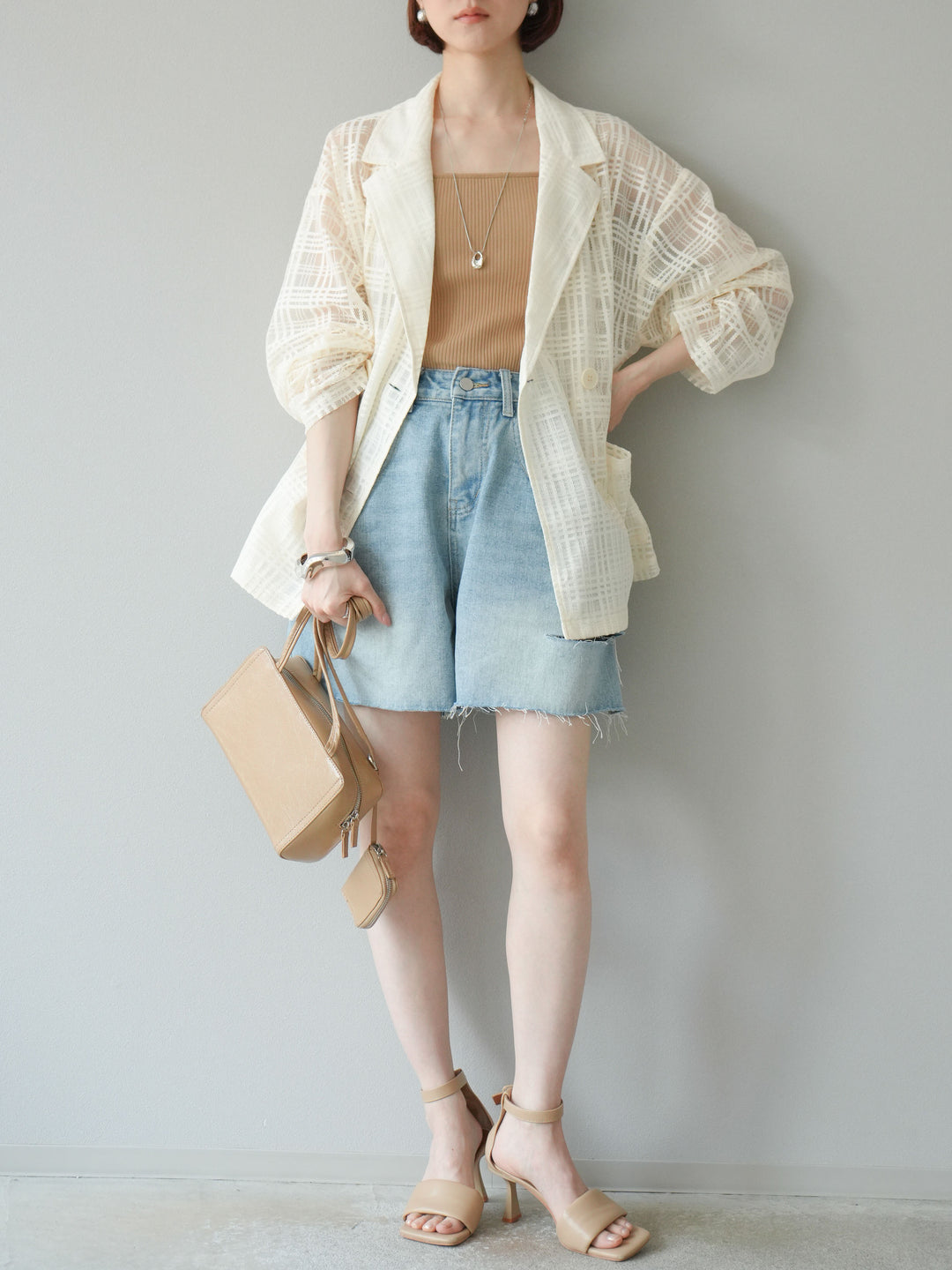 【預購】寬鬆半身牛仔褲/淺藍