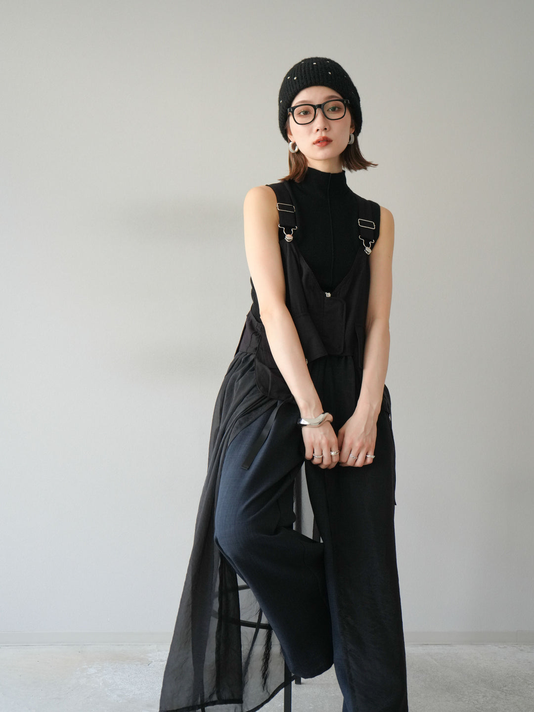 [予約]タクティカルベストオーガンザワンピース/ブラック