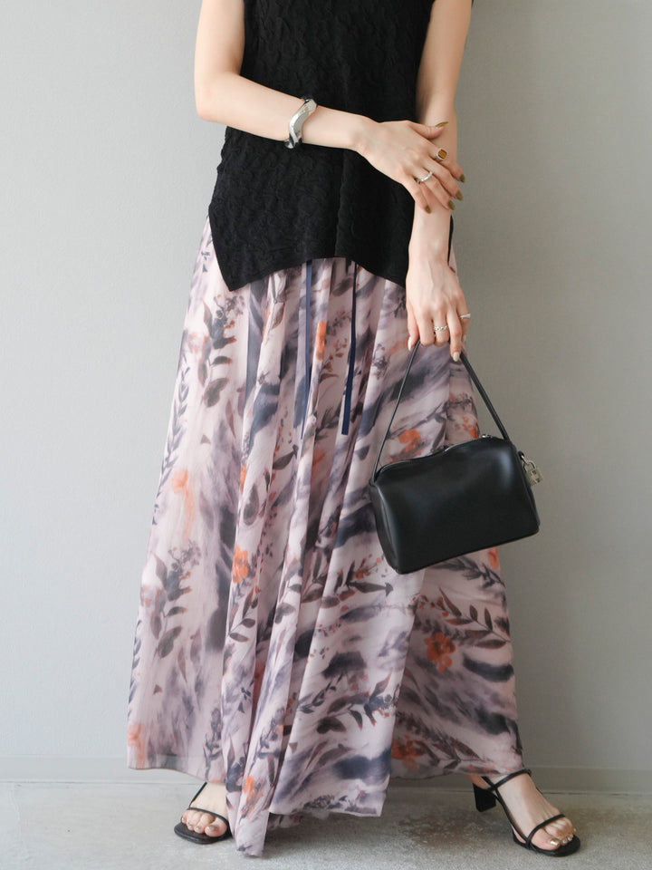 [予約]アソートプリントワッシャーフレアスカート/A