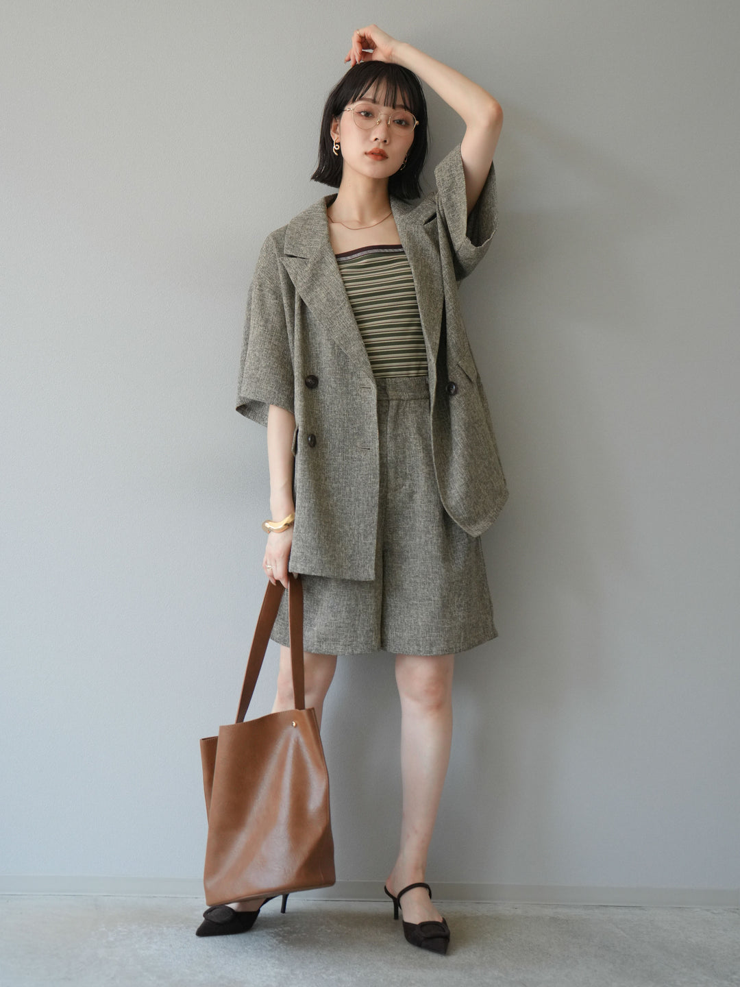 [SET]サマーツイードハーフジャケット+サマーツイードハーフパンツ(2set)