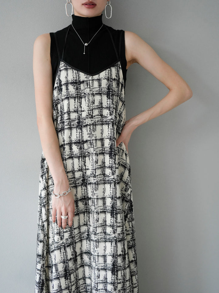[Pre-order] Paint Check Print Cami Dress/Ivory